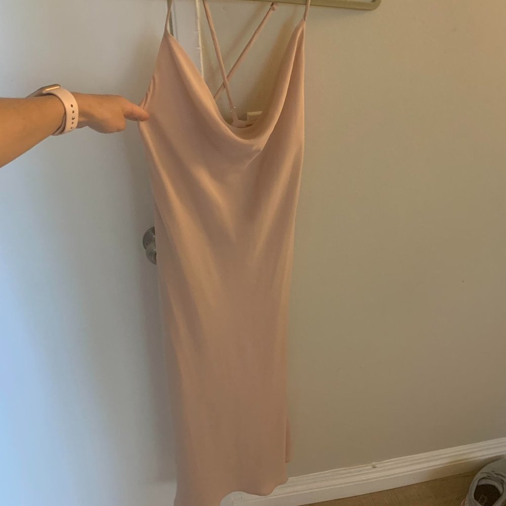 Verona Cowl Dress ~ Dusty Blush Crisp